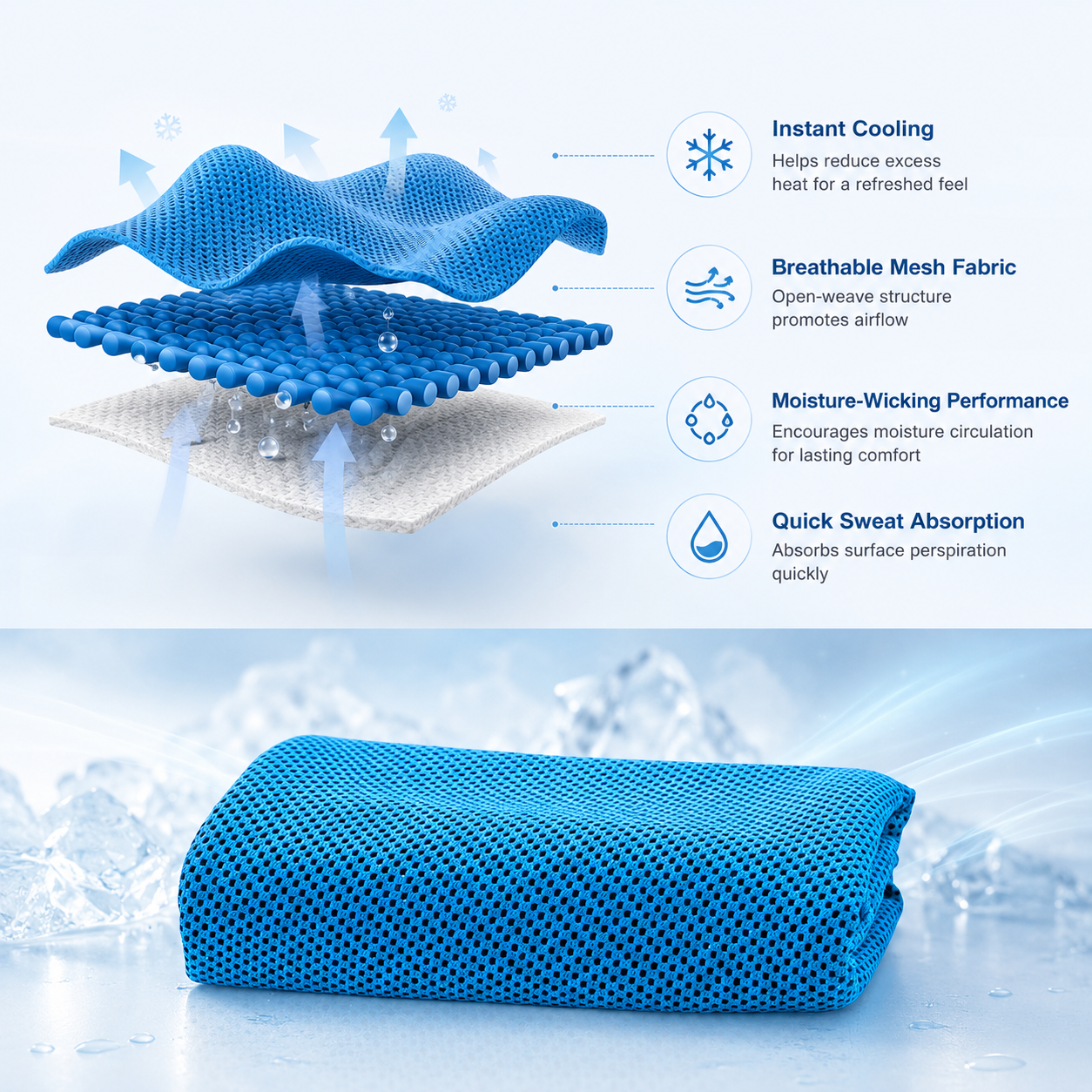 BreezyFlow Cooling Towel – Quick-Dry Microfiber Towel