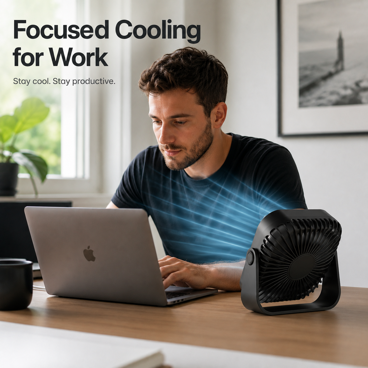 BreezyFlow AirStand Desk Fan